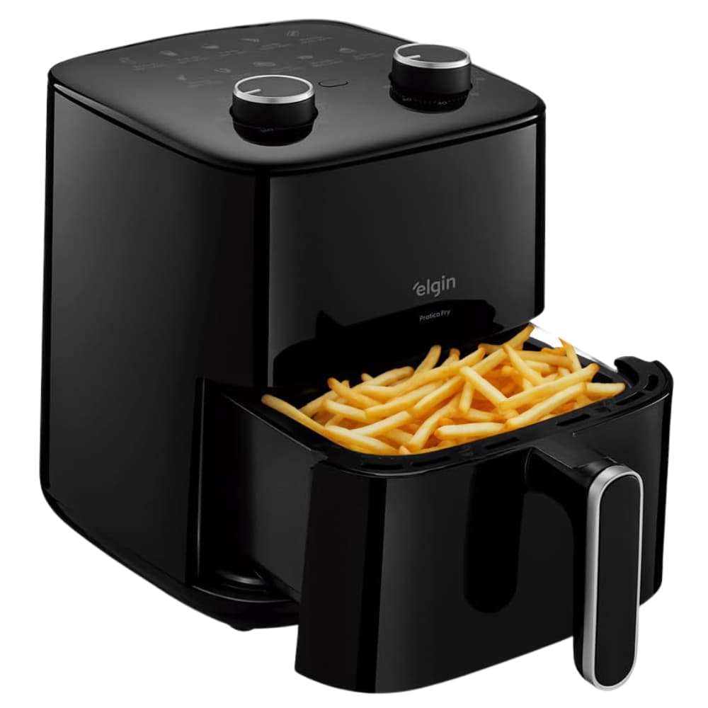 Fritadeira Elétrica 3,7 Litros Air Fryer Sem Óleo Saudável 1400w Preto 110V Elgin