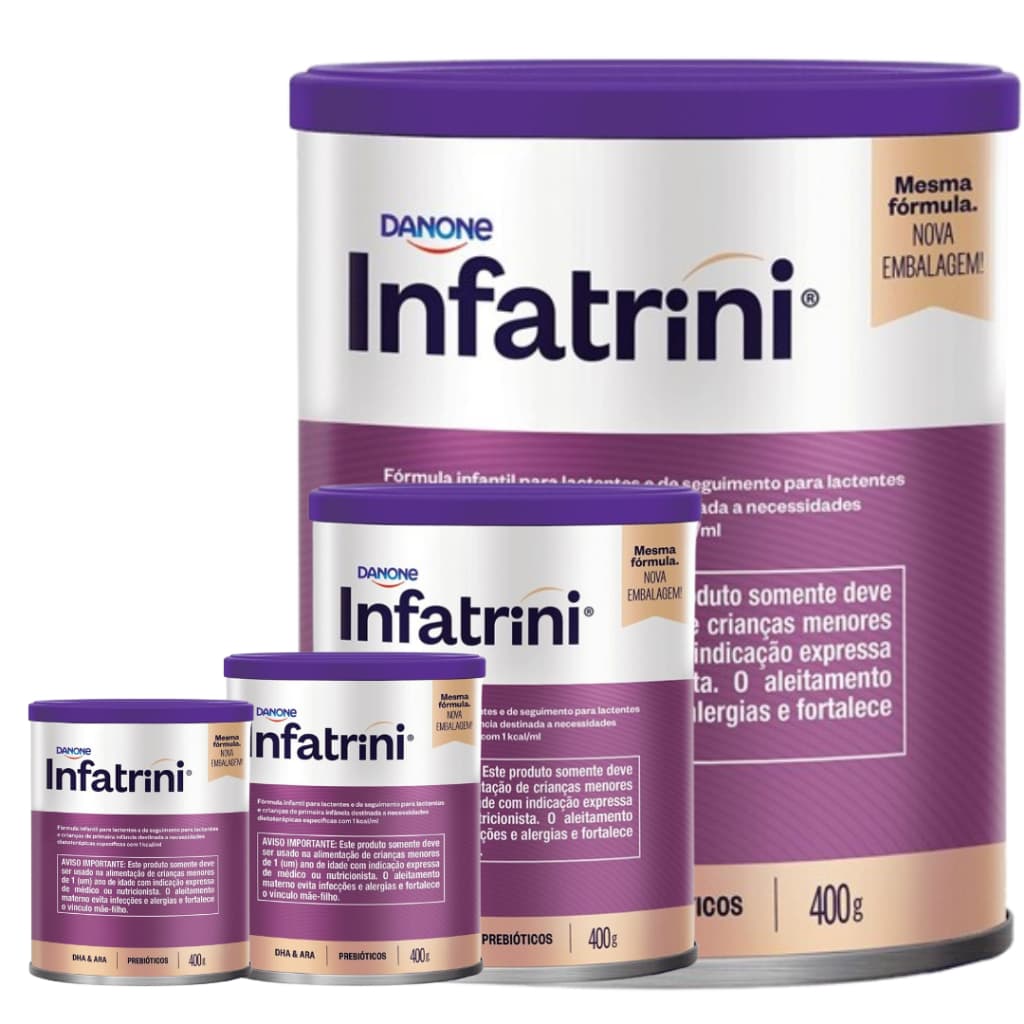 4 Latas -INFATRINI Fórmula infantil Danone- 400g -Sem Sabor
