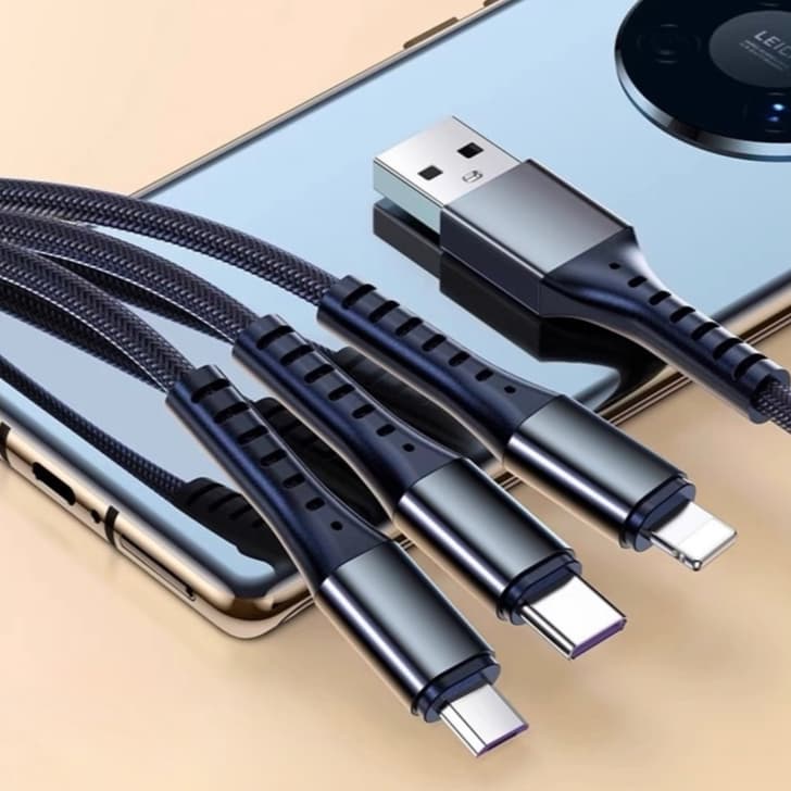 Cabo De Carregamento 3 Em 1 Liga De Aluminio 5A Carregador Super Rápido USB