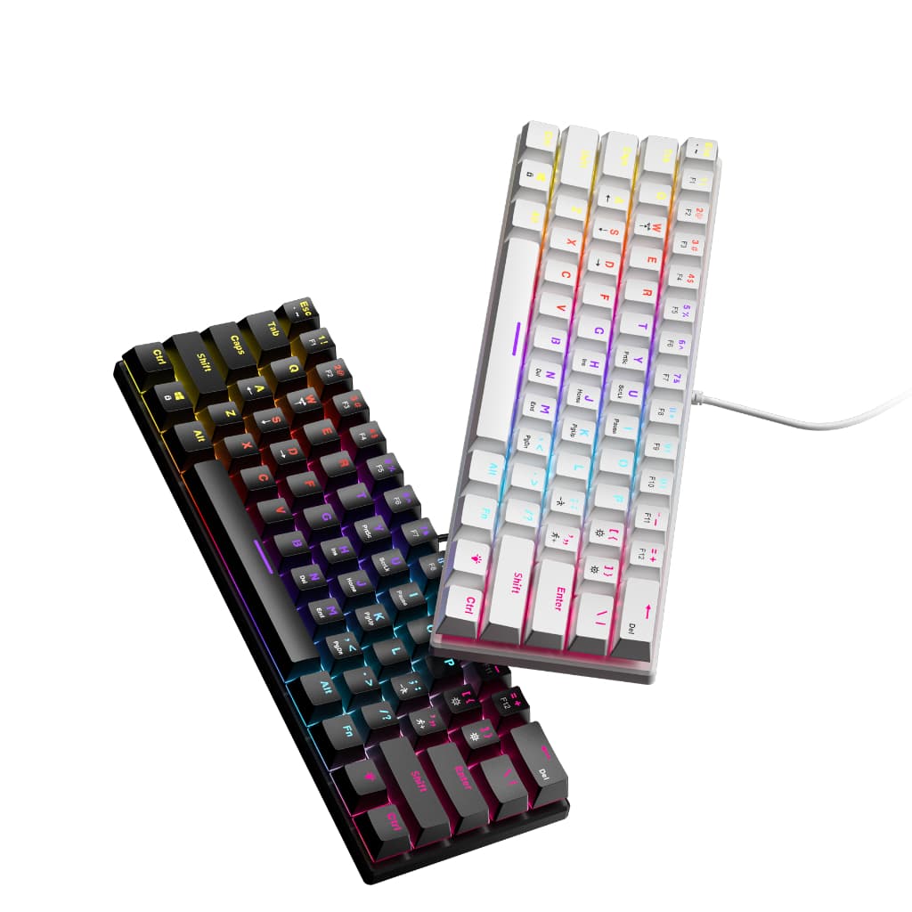 Teclado Mecânico Gamer 60% com Switch Azul VERMELHO e RGB Rainbow