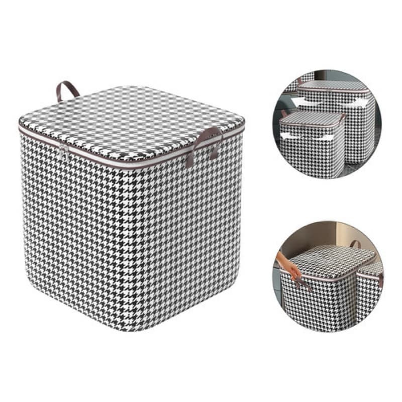 Cesto Organizador Dobrável com Tampa Zíper e Alça ideal P/ quartos, lavandeiras, banheiros ou closets 50x40cm