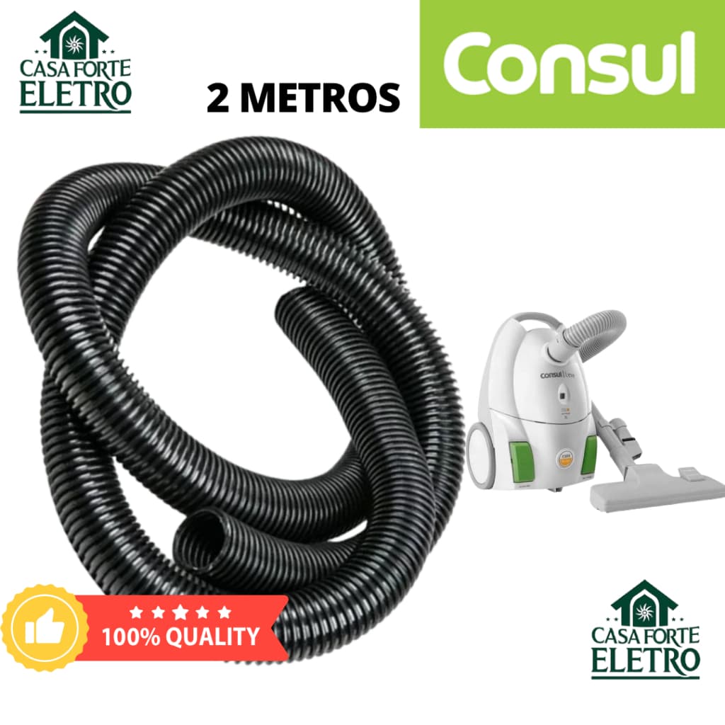 Mangueira Aspirador Pó e Água 32mm – 2 Metros Reforçada p/ Consul – Cor Preta - Alta qualidade