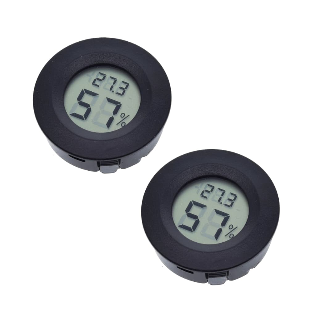 Kit 02 Mini Higrômetro e Termômetro Digital Redondo LED brinde 2 baterias extras