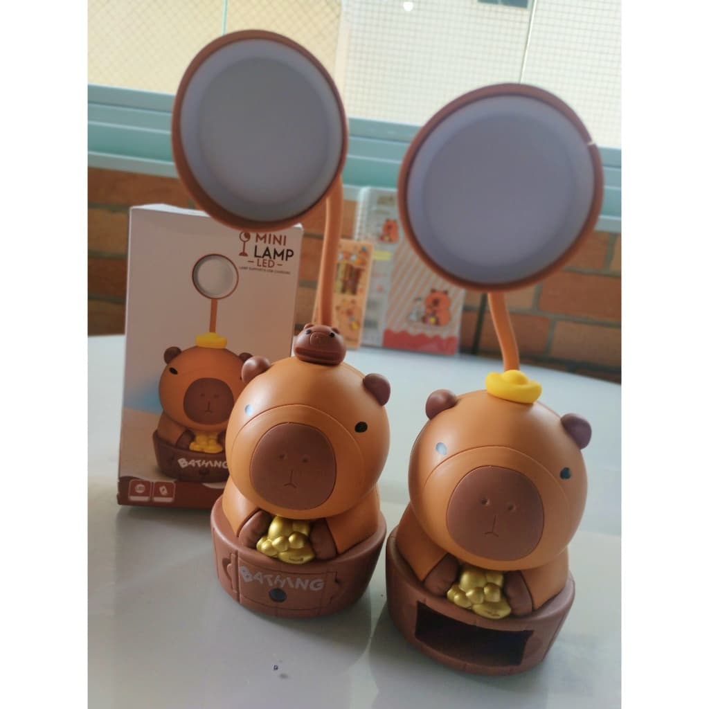 Luminária LED de Capivara Mesa LED Protetora Para Os Olhos ABS, Recarga USB Com Luz Noturna Com Apontador De Lápis