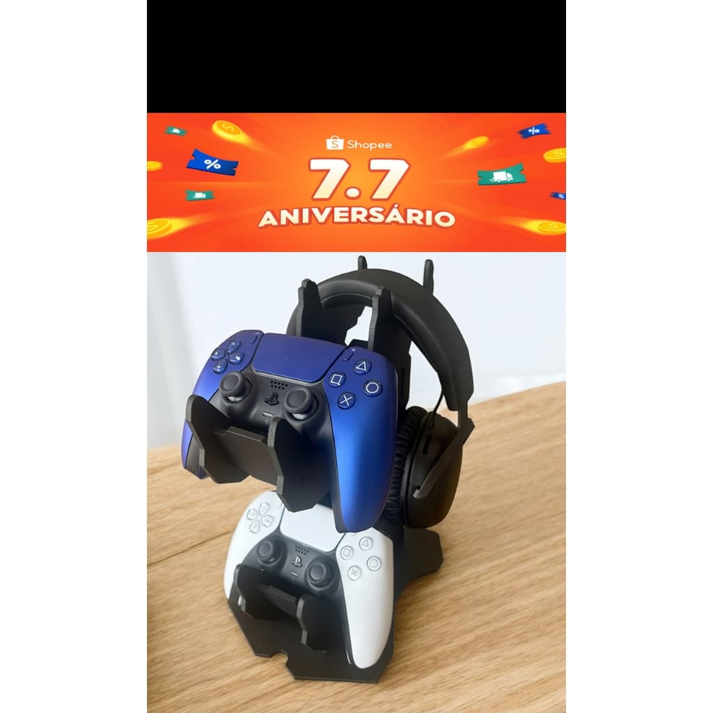 Suporte Controles Fone para Videogame Universal Todos Modelos PS3 PS4 PS5 Dualsense XBox PC Moderno