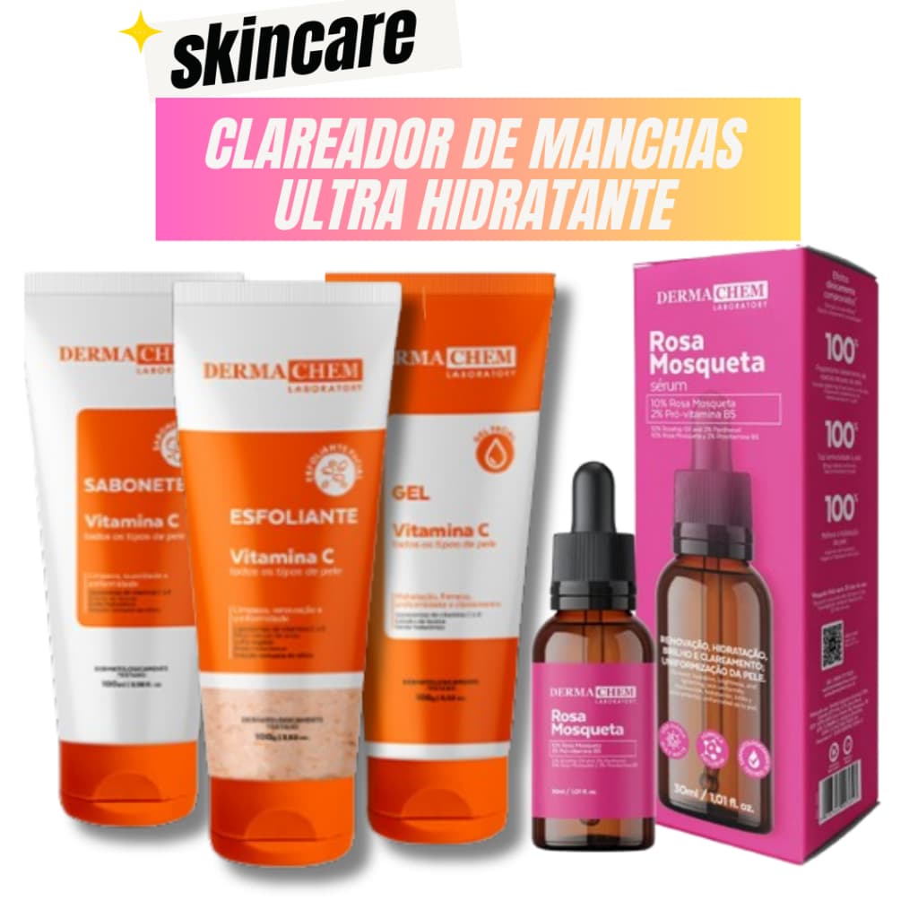 Skincare Vitamina c Anti idade Dermachem + Sérum Rosa Mosqueta Dermachem