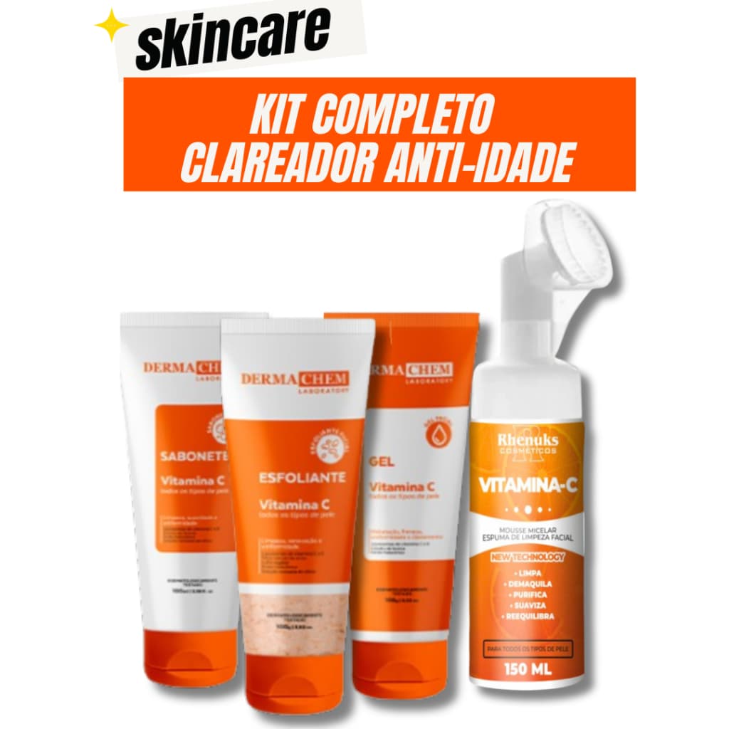 Kit Skincare Anti-Idade Dermachem + Mousse micelar Limpeza Facial 150ml Rhenuks