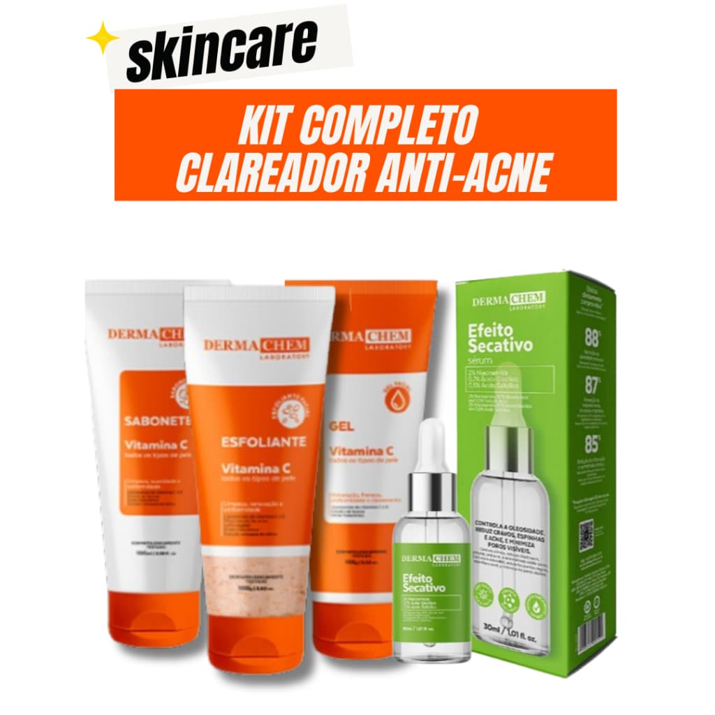 Skincare Vitamina c Anti idade Dermachem + Sérum Secativo Anti Acne Dermachem