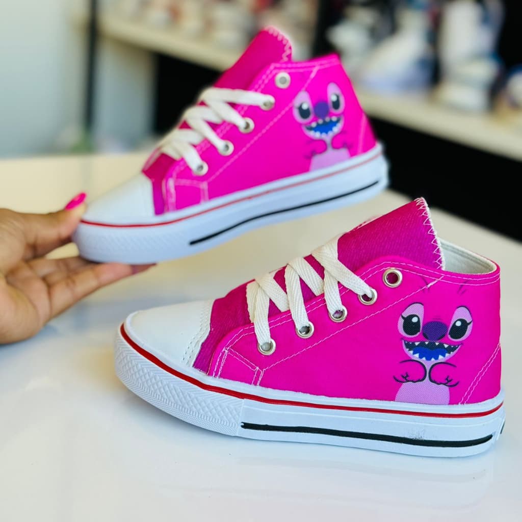 Tênis botinha menina infantil stitch leve confortável resistente macio envio imediato