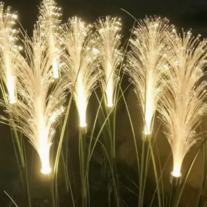Luminaria de Jardim Solar Cana de Bambu Fibra de Led Decoração de Jardim e Varanda Luz Decorativa