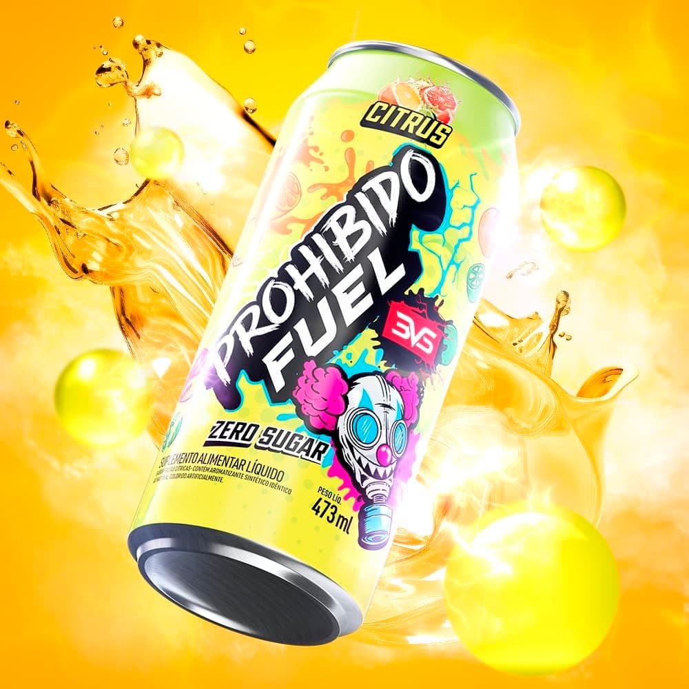 Proibido Fuel Citrus Zero Sugar 473ml - Bebida Energética Pré Treino Sem Açúcar