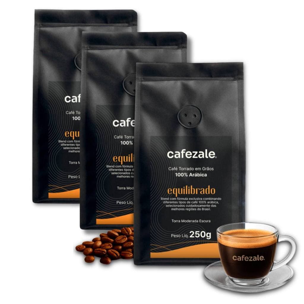 Café Cafezale em Grãos Equilibrado Kit 3 Pacotes de 250g