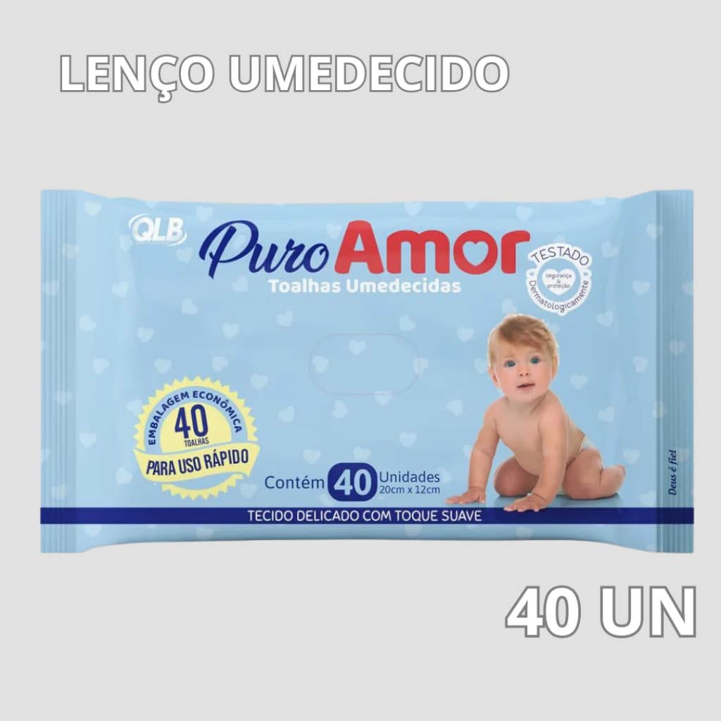 Lenço Umedecido Infantil Pacote com 40 Unidades de Tolhas Umedecidas