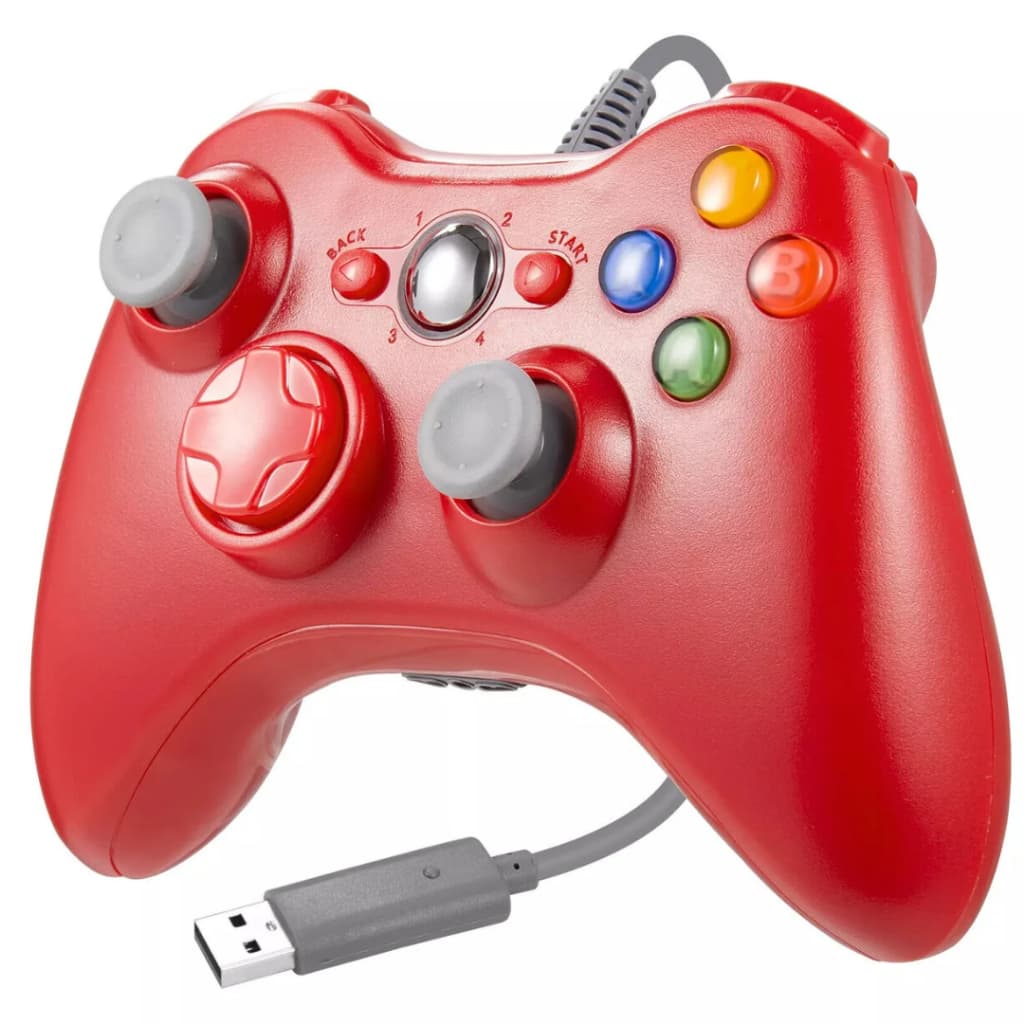 Controle Para Xbox 360 Pc Tv Android Video Game Com Fio Vermelho