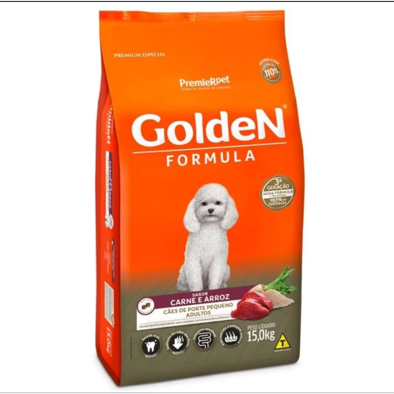 Ração golden porte pequeno mini bits carne 15kg racao