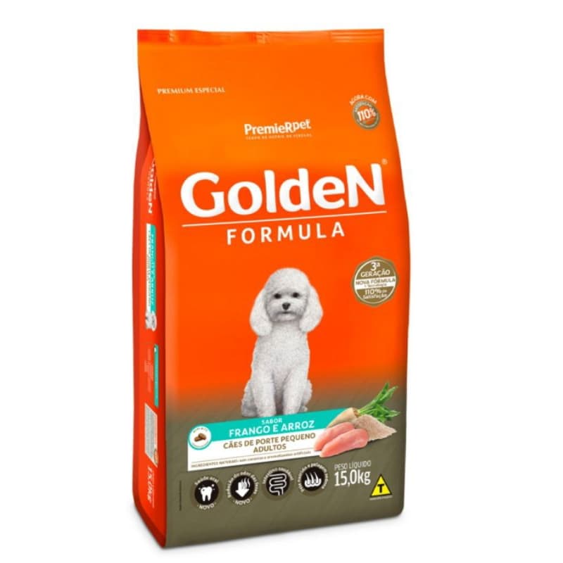 Ração golden cães porte pequeno mini bits frango 15kg racao