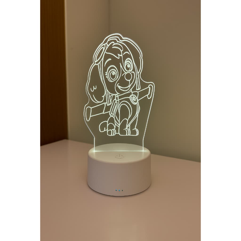 Luminária LED 3D Em Acrílico Abajur Presente Criativo - Luminária LED - PATRULHA CANINA SKYE