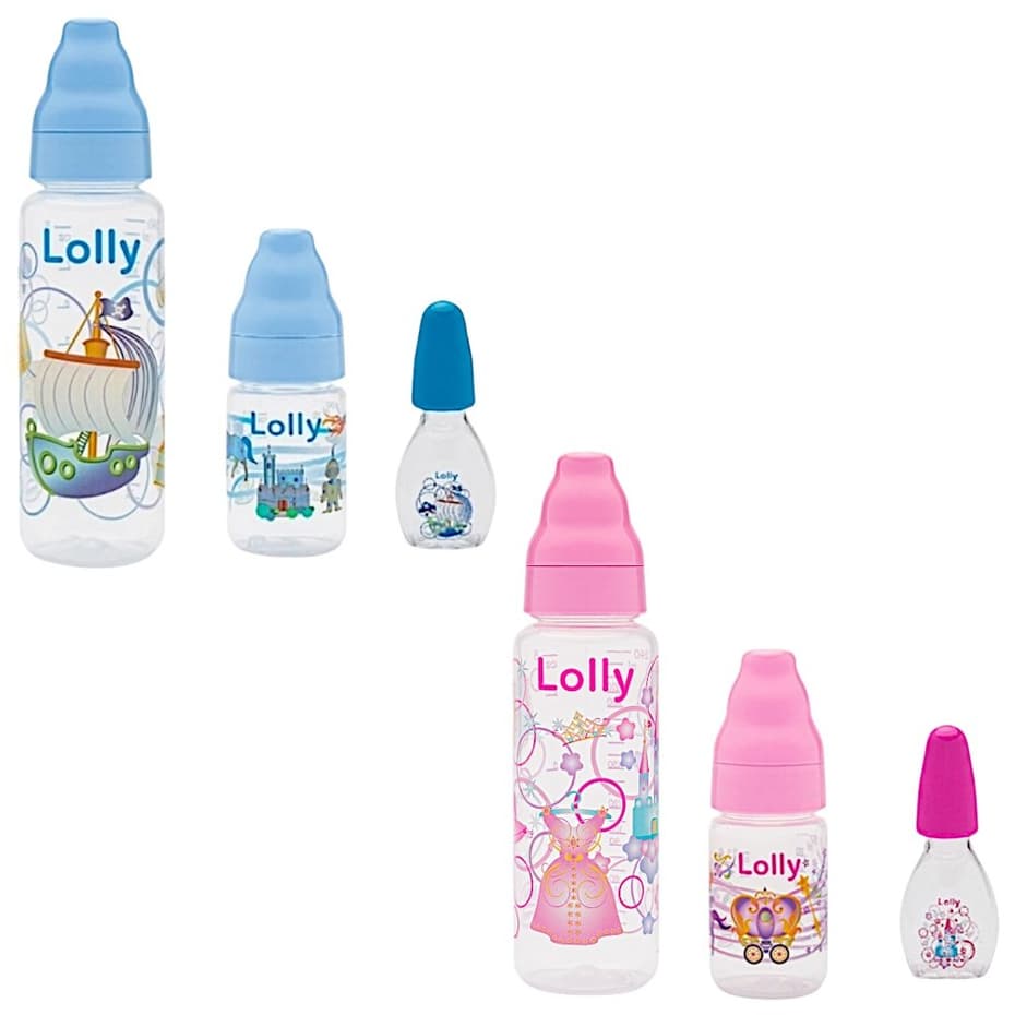 Kit 3 Mamadeira Chuquinha de Bebê (50ml, 80ml, 240ml) Menina, Menino Lolly 003470 - Escolha a Cor!