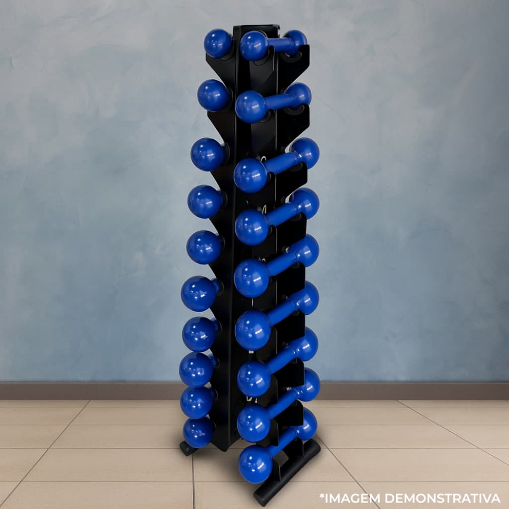 Suporte Organizador Torre peso Halter 10 pares Academia Expositor com Numeração