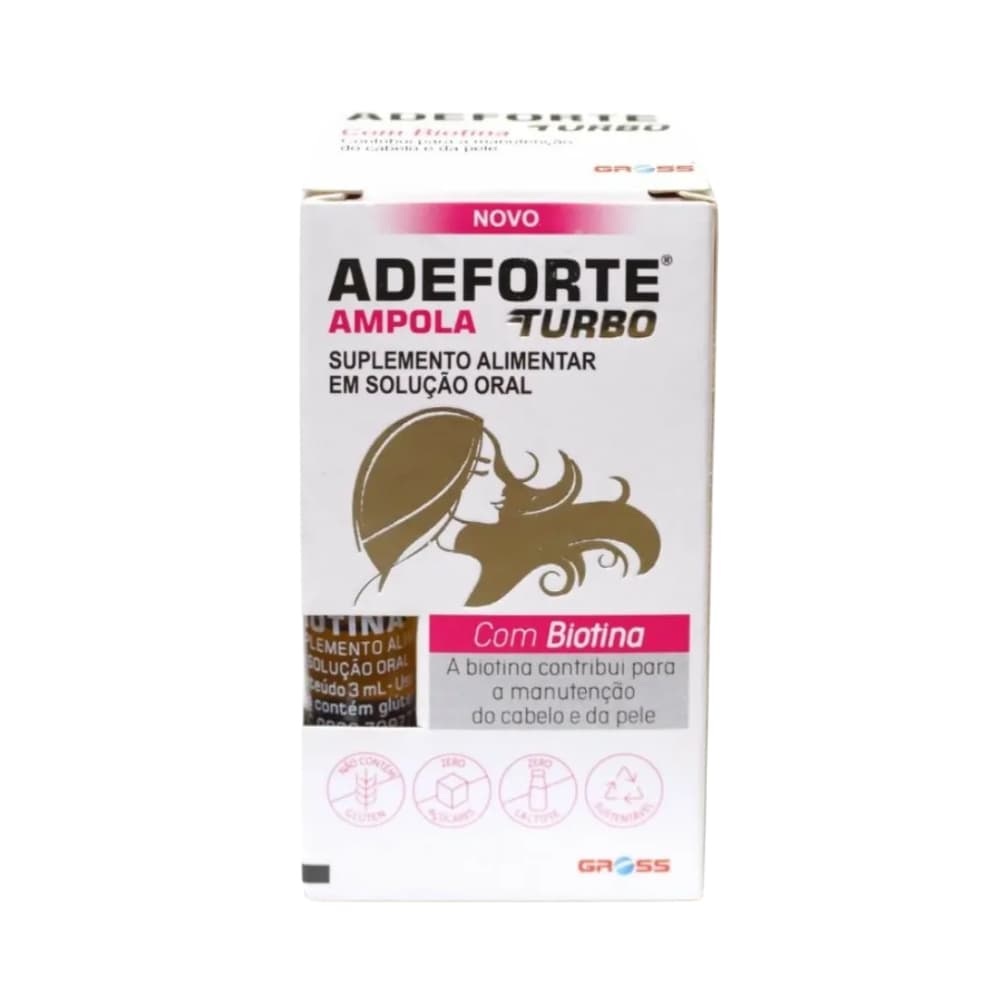Adeforte Turbo + Biotina 3ml – Suplemento Líquido Vitamina consumo via oral para Cabelos Pele Unhas