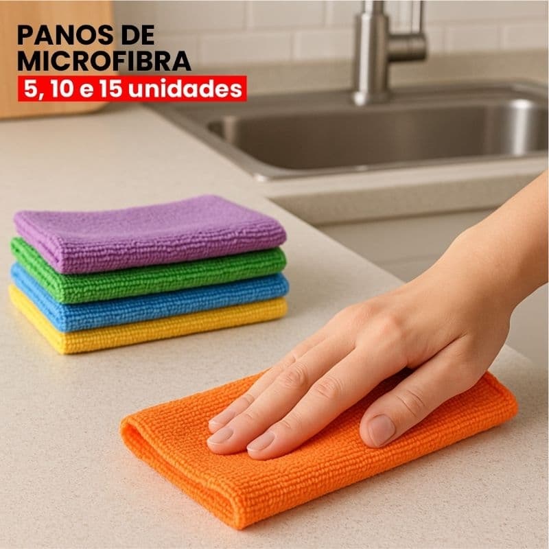 Kit Panos Microfibra 5 10 15 Unidades Reutilizáveis Toalha Mágica Para Carro Vidro Limpeza
