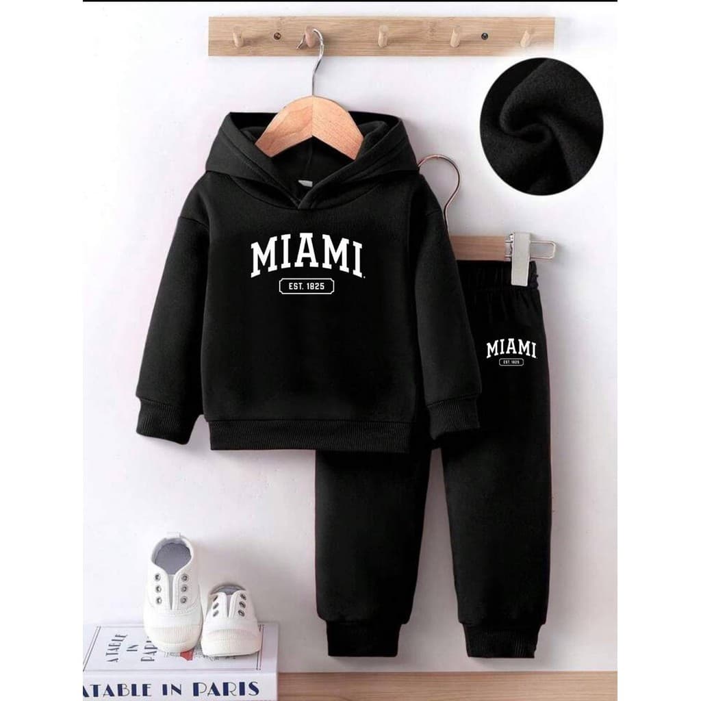 Conjunto infantil menino moletom felpudo inverno calça com bolso e blusa moletom capuz miame