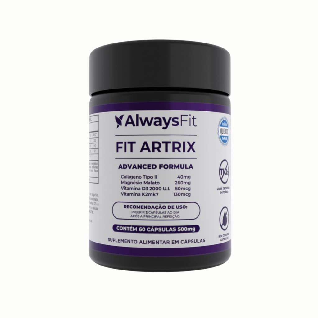 FitArtrix® - Colágeno tipo 2, Vitamina D3, Vitamina K2 MK7, Magnésio Dimalato - 60 Cápsulas-  1 Unidade