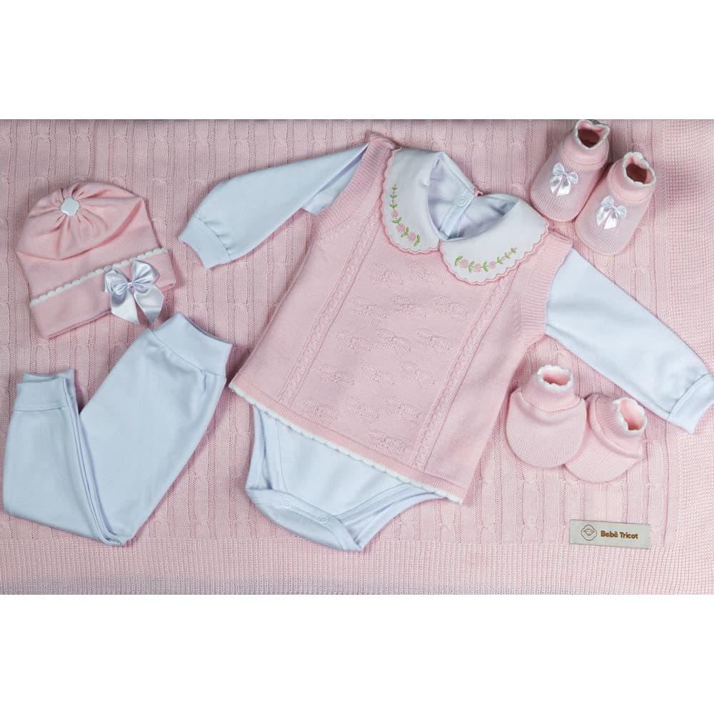 kit com 7 peças Saida maternidade bebê menino menina rescen nacido RN -  Rosa Bebê