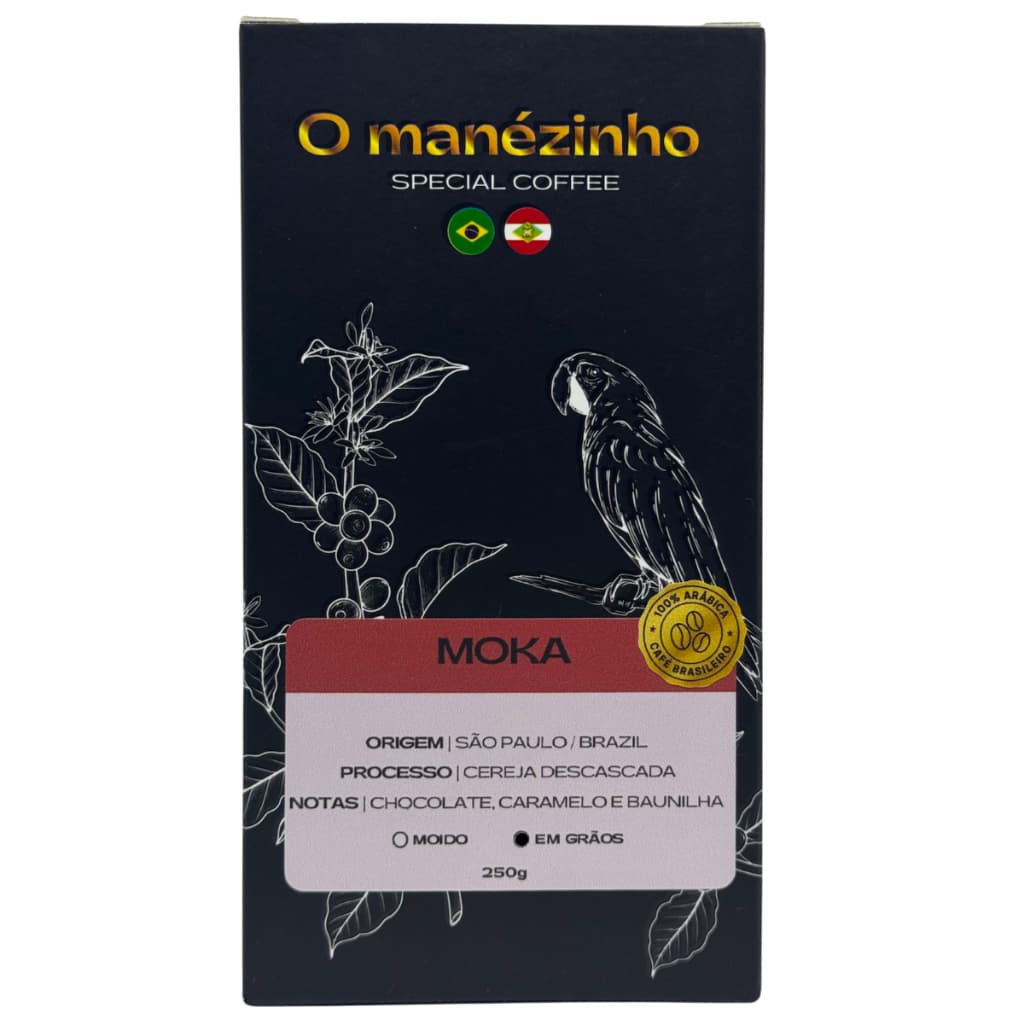 Café Especial O Manézinho Moka 100% Arábica em Grãos 250g Torra Média