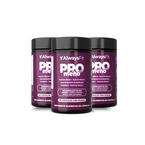 Kit 3x ProMeno AlwaysFit - Óleo de Borragem, Prímula, Linhaça e Vitamina E - 60 Cápsulas