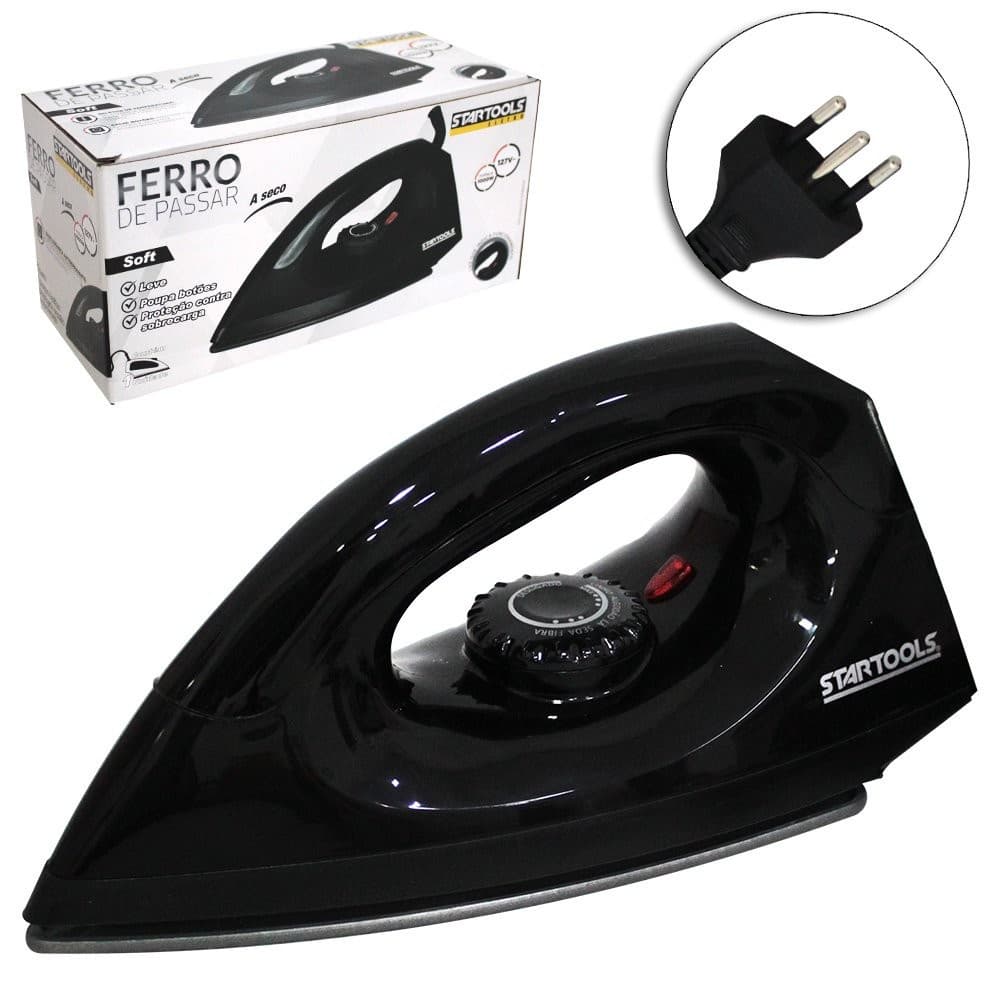 Ferro De Passar Roupas A Vapor A Seco Soft Premium 127V OU 220V 1000W Com LED Indicativo Lavanderia