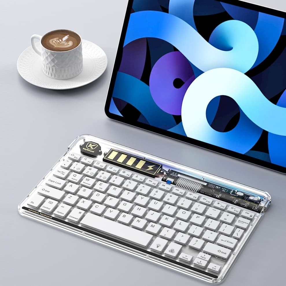 Teclado Bluetooth Gradiente Transparente - Mecânico Iluminado e Design Fino Compacto  H4