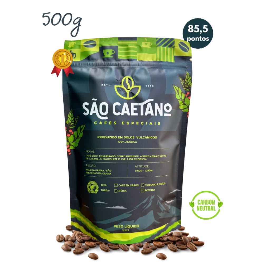 Café Especial São Caetano 500g em Grãos Torra Média 100% Arábica