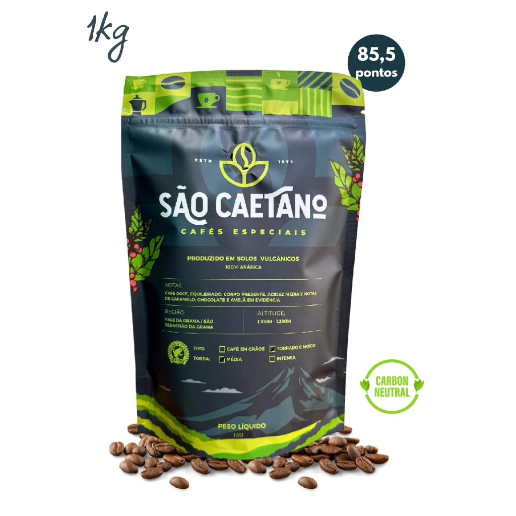 Café Especial São Caetano em Grãos 1KG Torra Média 100% Arábica Premiado 20x Região Vulcânica