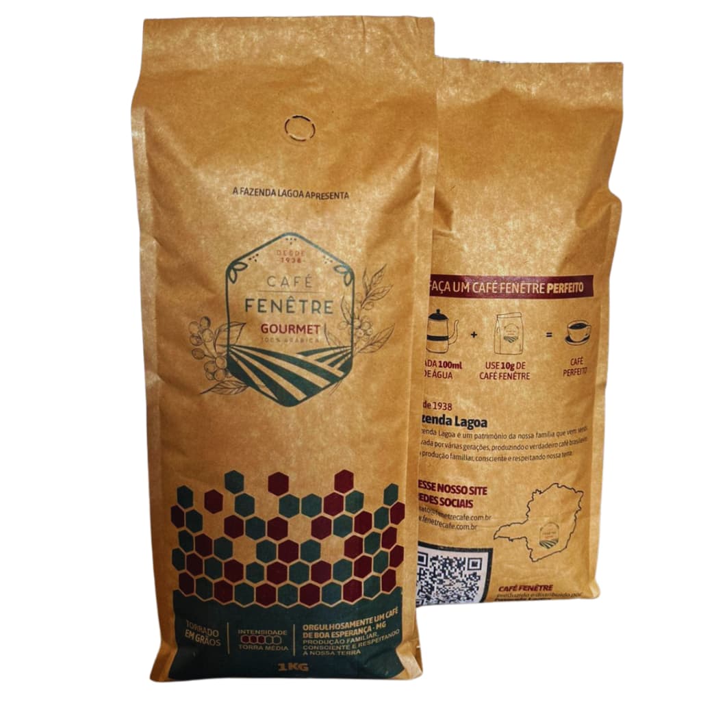 Café Torrado em Grãos Torra Média Arábica Gourmet Tradicional 1Kg Café Fenêtre