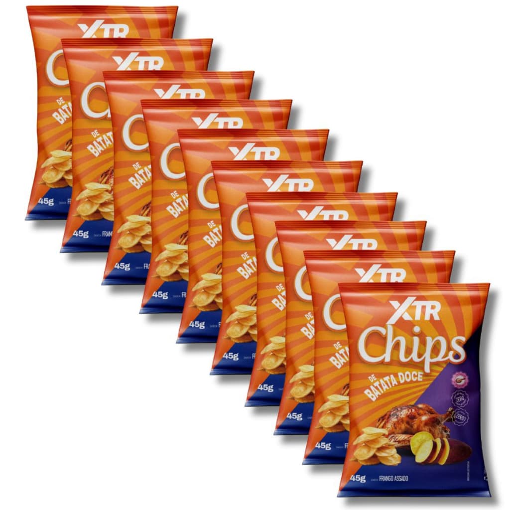 XTR For Life Chips de Batata Doce 45g Combo 10 Unidades – Snack Saudável Crocante e Natural