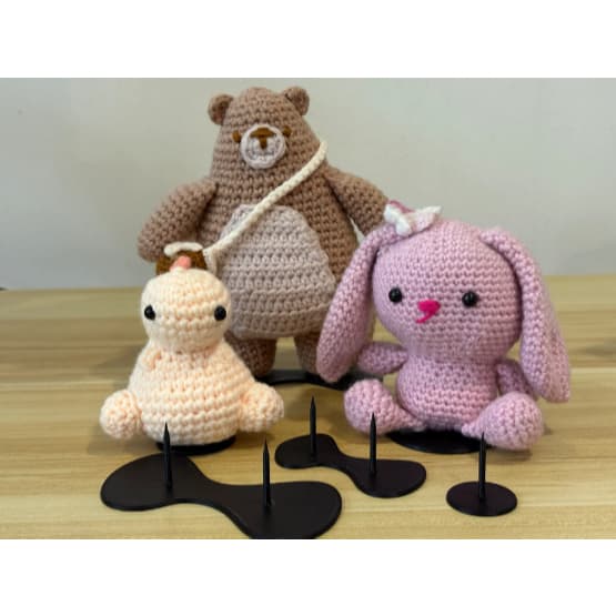 Kit com suportes base para amigurumi crochê feiras e exposições