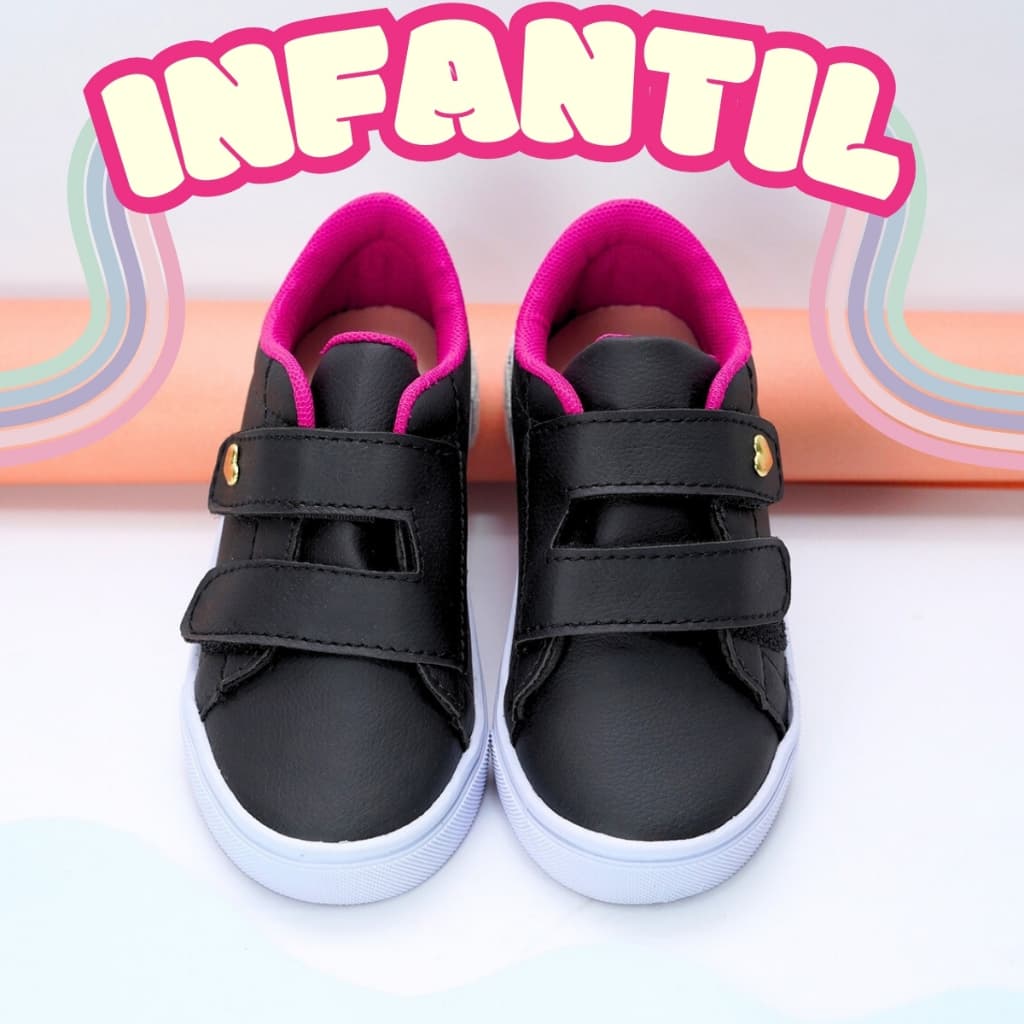 Tênis Infantil Feminino Escolar com Velcro Confortável do 25 ao 36 Envio Grátis