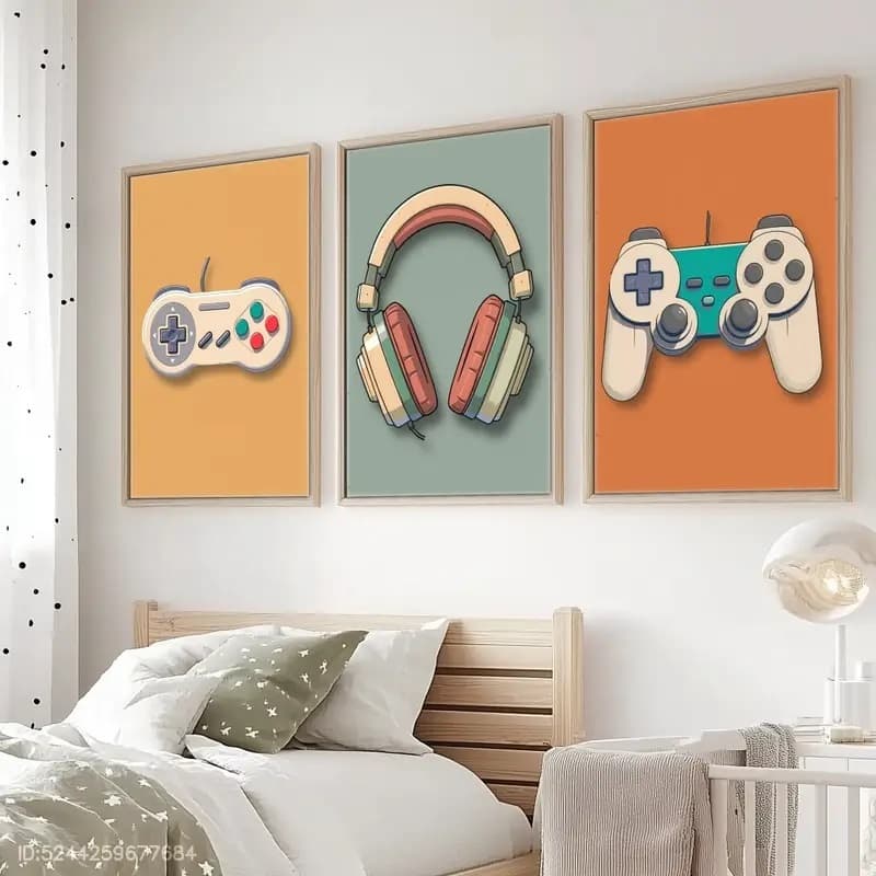 Quadro Decorativo 20x30 Controle De Vídeo Game Fone Gamer