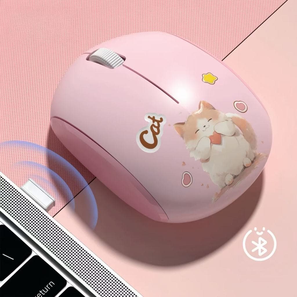 Mini Mouse Sem Fio Gatinho Bluetooth e Adaptador USB 2.4G Portátil Para Computador PC Notebook