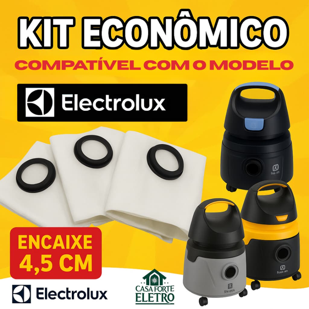 3 Sacos de Papel Descartáveis p/ Aspirador Electrolux Hidrolux AWD01