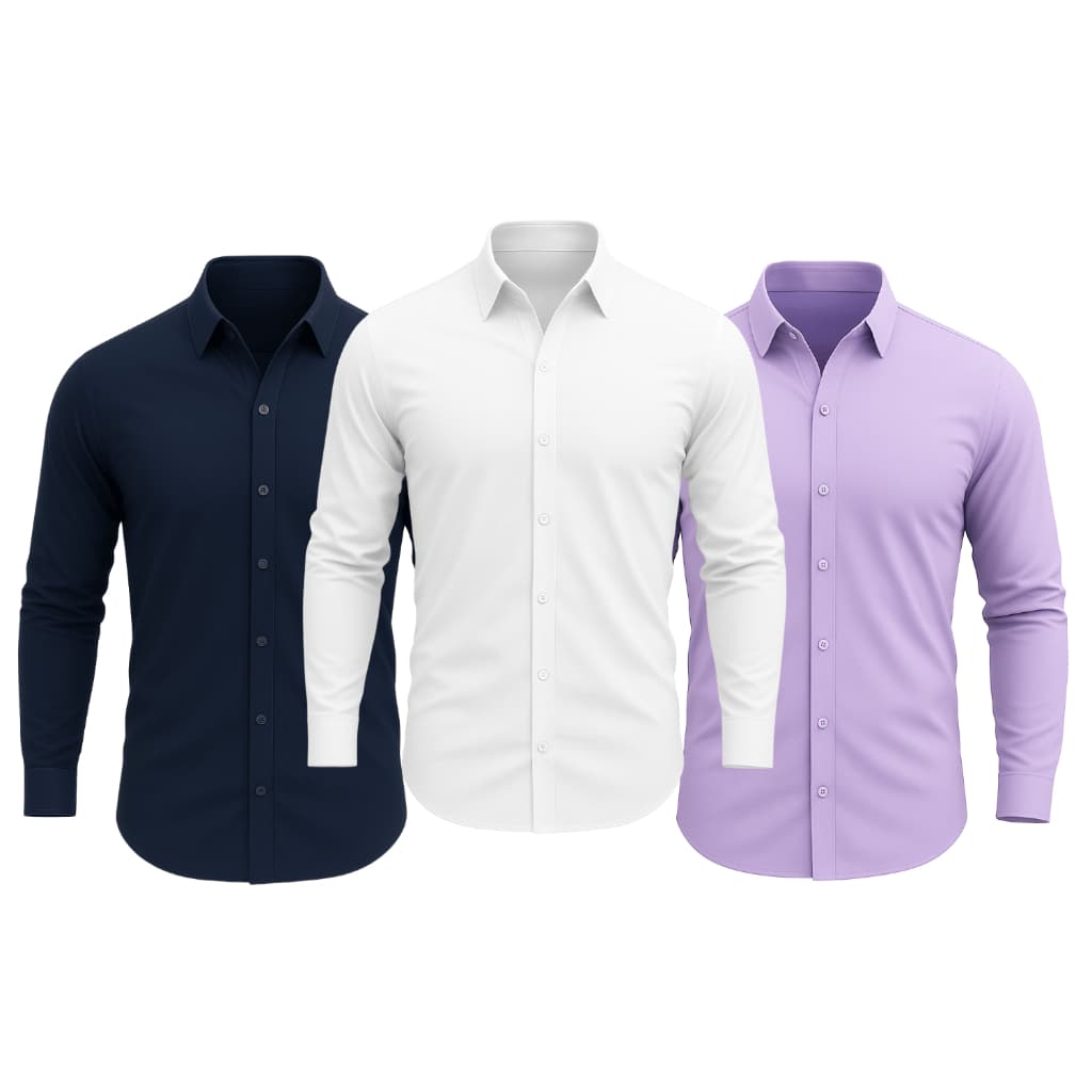 Kit 3 Camisa Social Slim Lisa Masculina Manga Longa Plus Size