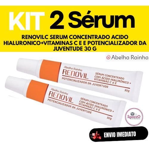 Kit Renovil Sérum Concentrado Ácido Hialurônico E Vitamina C e E 30g Abelha Rainha