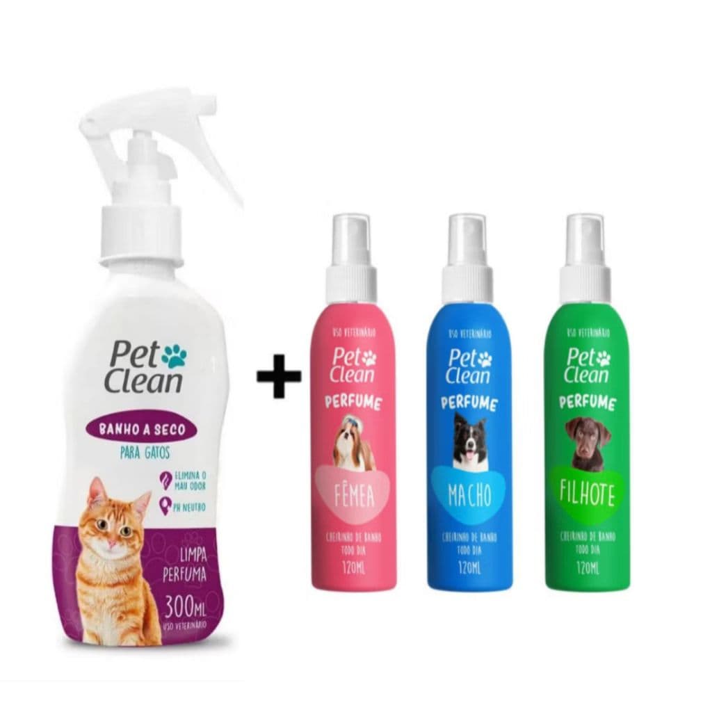 Shampoo Pet Banho A Seco Pet Clean Liquido Para Cães E Gatos Perfume Para Cachorro Pet