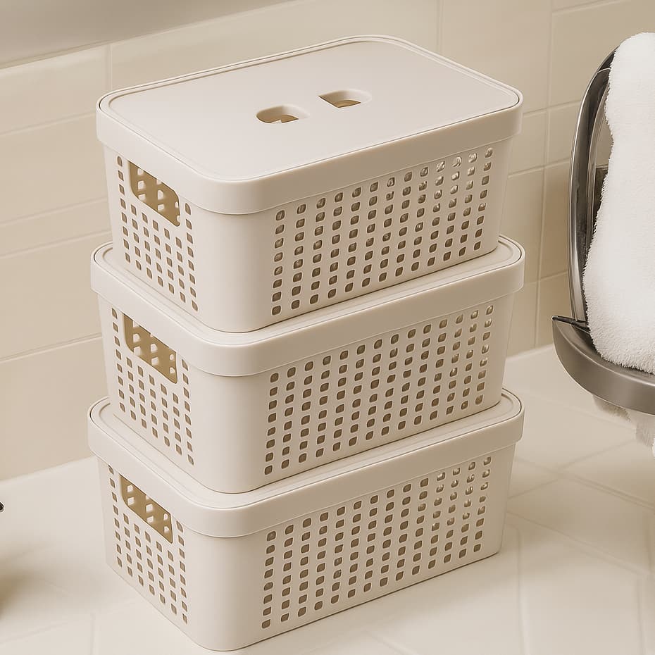 Kit 3 Caixas Organizadoras com Tampa 2 Litros Banheiro Cozinha Multiuso em Plástico