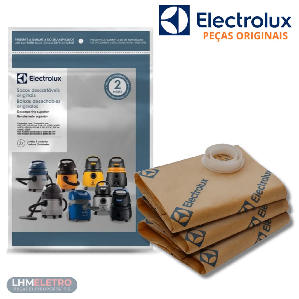 Saco para Aspirador Electrolux Flex A10 GT2000 Acqua Power Awd – Kit c/ 3 Sacos