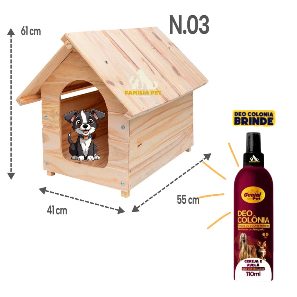 Casa Casinha Pet N3 de Madeira Pinus Cachorro Caes Gatos Casinha Numero 3