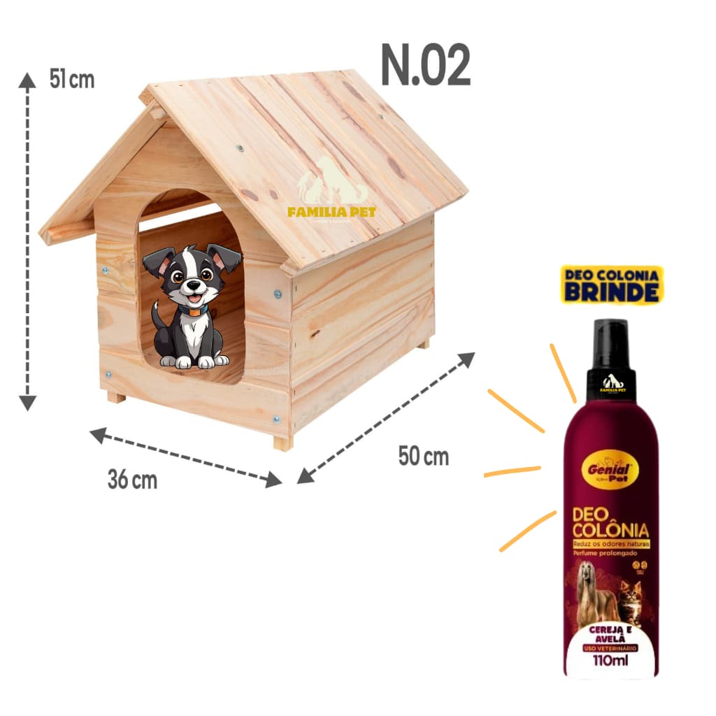 Casa Casinha Pet N2 de Madeira Pinus Cachorro Caes Gatos Casinha Numero 2