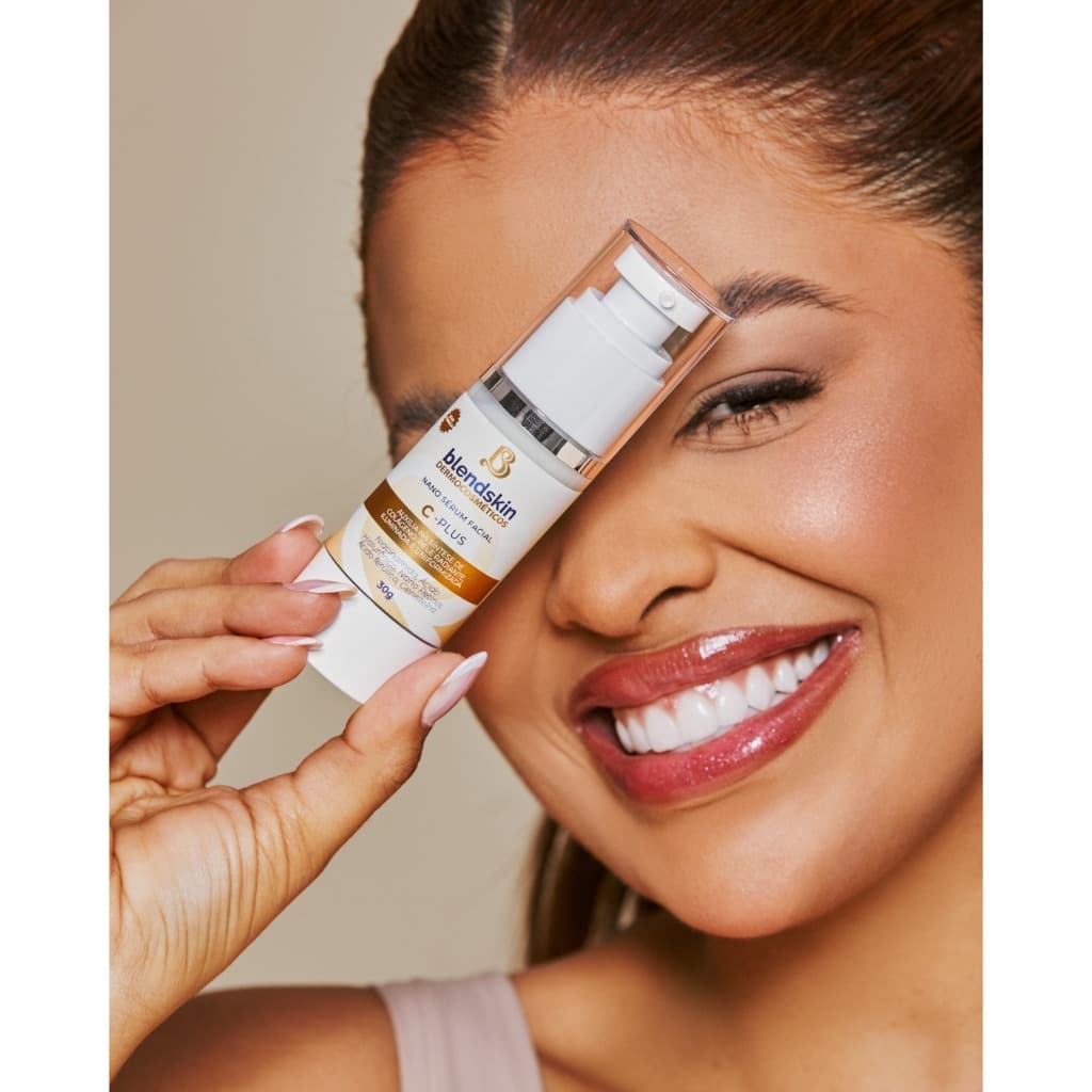 Sérum Facial Vit C - PLUS Blendskin Vitamina C Cuidados Pele Aumenta Firmeza da Pele Previne Rugas Finas Clareador
