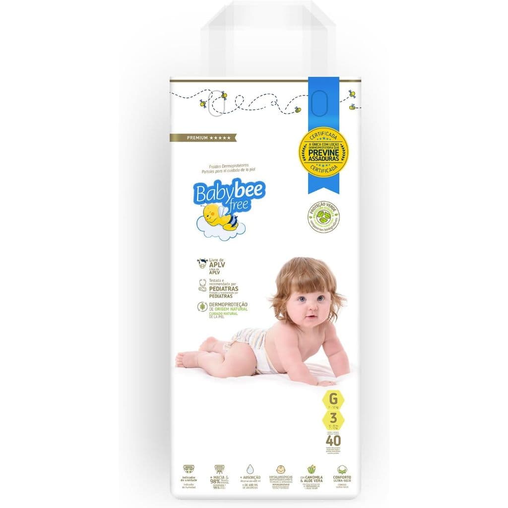 Fralda Premium Dermoprotetora Bebê Pele Sensível APLV Livre Baby Bee Free Vários Tamanhos